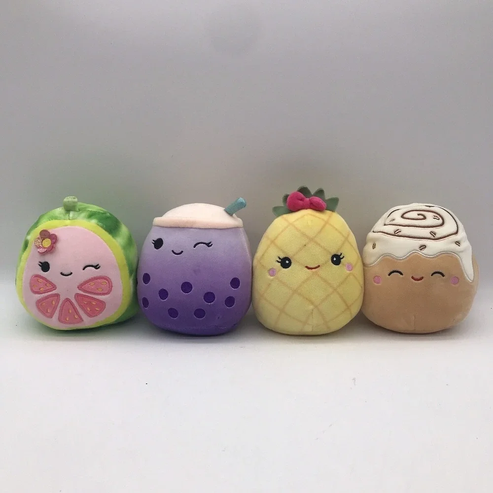 Lot of 4 Squishmallows Lena Guava, Chanel Cinnamon, Poplina Boba, Maui Pineapple